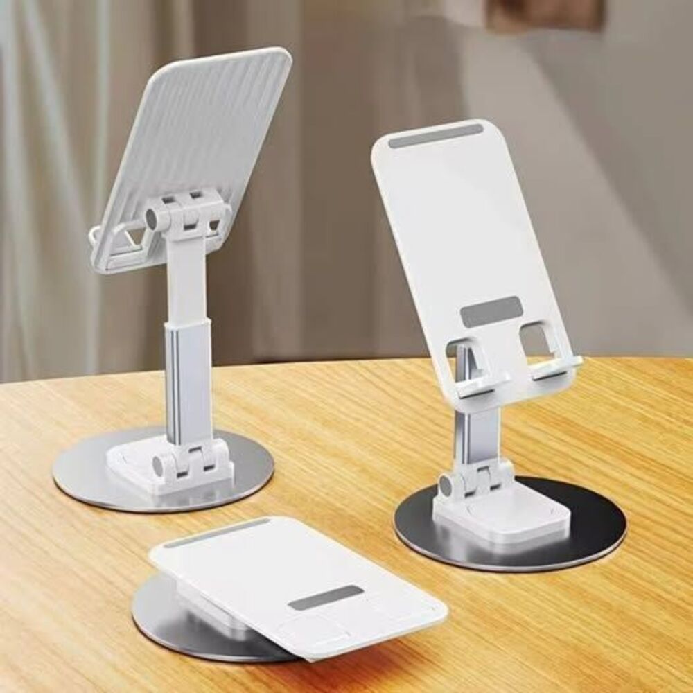 White Portable Desktop Stand Phone Mount 360 Rotate Aluminum (Read Description)